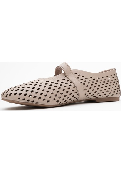 Luvishoes Arian Taş Cilt Hakiki Deri Delikli Kadın Babet Ayakkabı