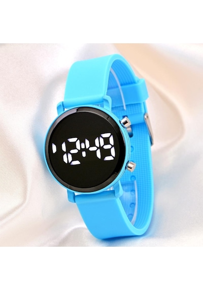 Mavi Silikon Kordonlu Led Watch Genç Kız Kadın Yetişkin Çocuk Saati St-304137