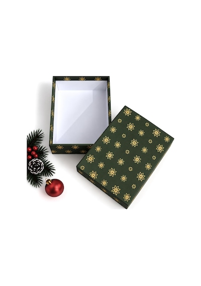 Yılbaşı Hediye Kutusu 28x20x8 Cm Noel Temalı Kapaklı Hediye Kutusu Dayanıklı Karton, Varak Detaylı Yeni Yıl Hediye Paketi Kutusu Model 1 ---