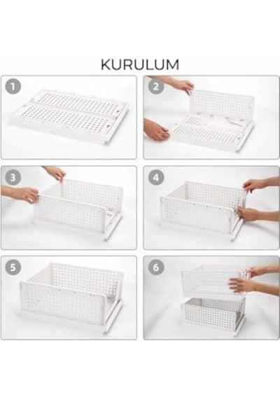 3'lü Kayar Raf Elbise Dolap İçi Organizeri - Mutfak Banyo Düzenleme Depolama Üst Üste Dizilebilir 1, Latte Diğer