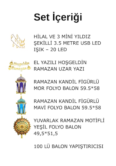 3 Yıldız Hilal Ledli Hoş Geldin Ramazan Süslemesi Altın