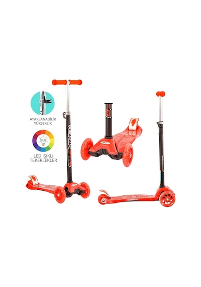 Mey İthalat Torutoys Kırmızı Twist Işıklı Scooter Kırmızı
