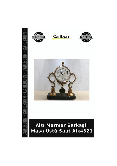 Özel Üretim Dekoratif Salon Ofis Hediyelik Şık Altı Mermer Sarkaşlı Masa Üstü Saat Alk4321
