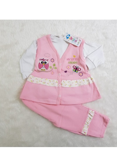 Candysbebe Çikita Pembe Bebek Takımı 92-2 Yaş Beyaz - Pembe