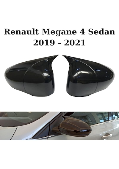 Renault Megane 4 Sedan 2019 2020 2021 Uyumlu Araca Özel Yarasa Batman Piano Black Ayna Kapağı Takımı