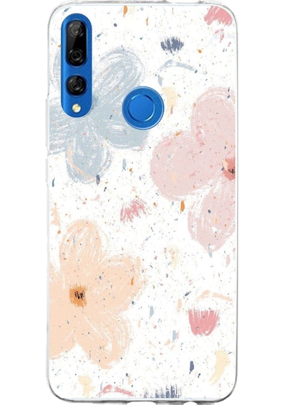 Honor 9x Uyumlu Pastel Soyut Çiçek Ve Leke Desenli Baskılı Silikon Kılıf Renkli