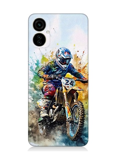 Tecno Spark 9 Pro Uyumlu Motorsikletçi Desenli Silikon Kılıf