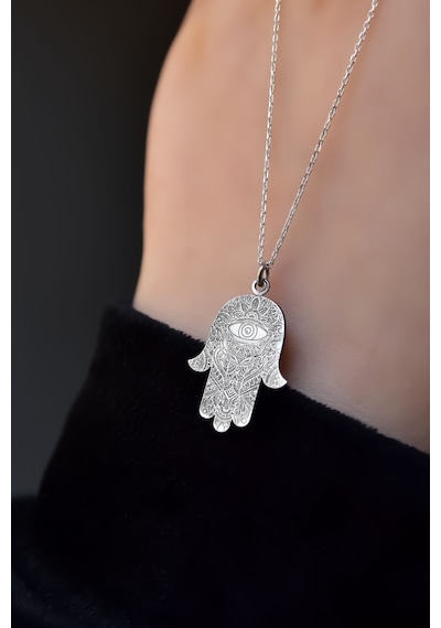 Papatya Silver 925 Ayar Gümüş Antik ve Etnik Desenli, Vintage Fatmaeli Kolye