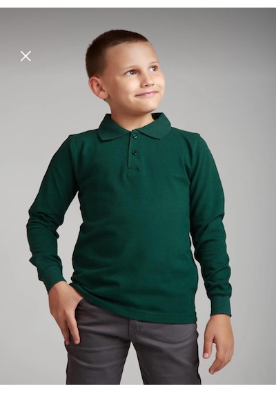 Dıgıl Kids Çocuk Polo Yaka Okul Tişörtü Uzun Kol Yeşil