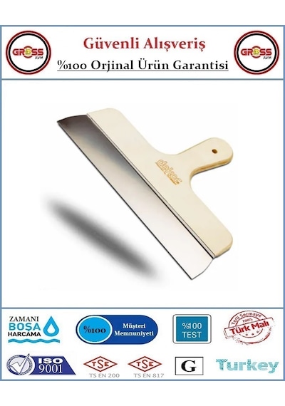 Dekor Eğri Saplı Macun Ispatulası - Ahşap Sap - Yay Çeliği - 20cm