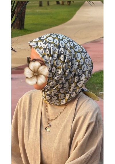 Qalortex Scarf Pamuklu Pera Desen Eşarp - Antrasit