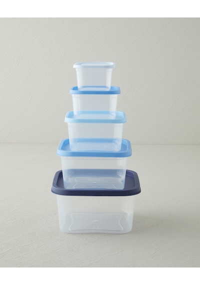 English Home Keep Me Plastik 5'li Saklama Kabı 160-300-500-885-1500 Ml Mavi