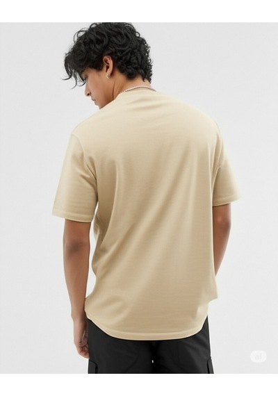 Nevermind Baskılı Oversize Tişört Erkek Streetwear T-shirt Bej