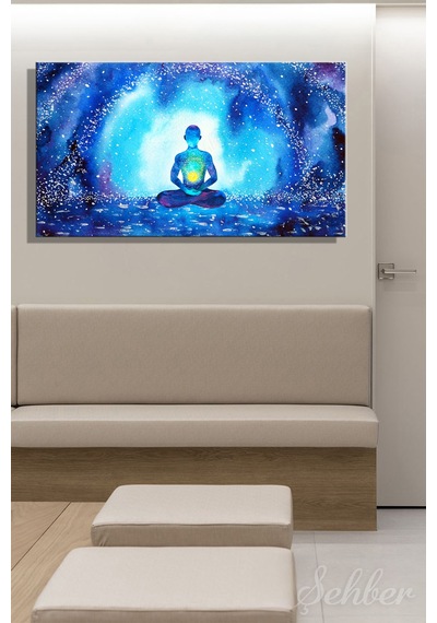 Kanvas Tablo Yatay Tekli Yogo Meditasyon Ruh Sağlığı Ruhsal Şifa Soyut İllüstrasyon 2879