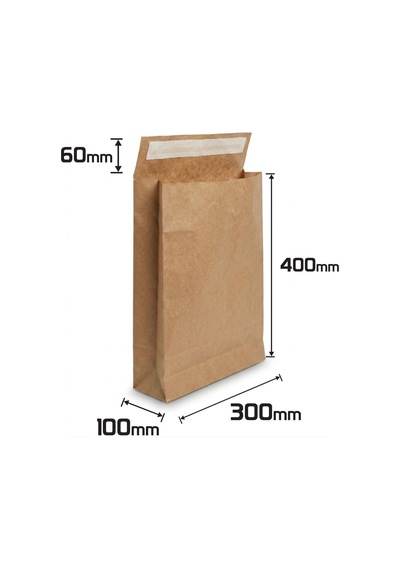 Kraft Zarf Çanta 30x10x40+6 - 25 Adet Yapışkanlı Hediye Paketi