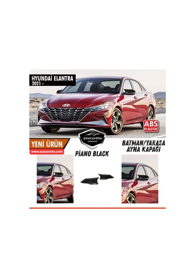 Hyundai Elantra Sinyalli 2021 Sonrası Uyumlu Batman Yarasa Ayna Kapağı Piano Black Abs Plastik Sağ Sol Takım 00 Şüscaroto Aksesuar