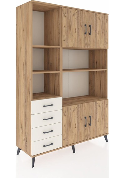 Hyperion Dolap 8 Raflı 4 Çekmeceli 4 Kapaklı 132x44x195 Çam-ç... Çam