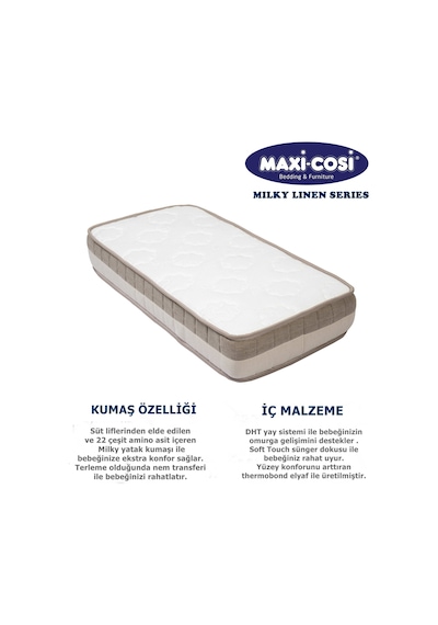 90 x 150 Maxi Cosi Milky Ortopedik Yaylı Yatak 90 x 150 Bebek Yatağı