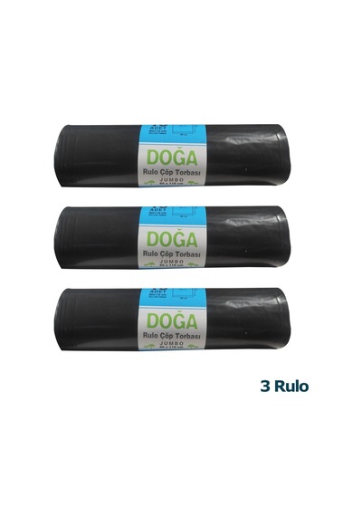 Ecoplast Jumbo Boy Siyah Çöp Torbası Poşeti - 300 G - 90 Litre - 80 x 110 CM / 10 Adetlik 3 Rulo