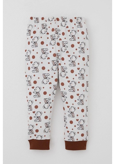 Breeze Erkek Bebek Pijama Takımı Bebek Sevimli Ayıcık Desenli 4 Ay-1 Yaş, Ekru Ekru
