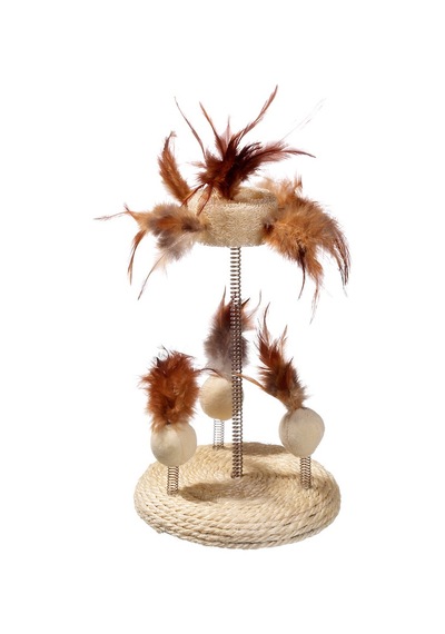 Techmrt Karlıe Yaylı Kedi Oyuncağı 25x15cm Bej