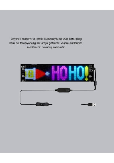 Rgb Led Panel Usb Güç Girişli, Gıf Ve Yazı Gösterimli Akıllı Ekran Diğer