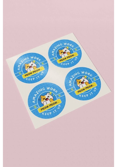 Amazing Work Meow Meow Kedi Sticker 3x3cm St2218 Çok Renkli