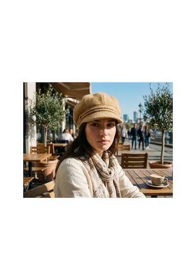 Emybox Orjinal % 100 Angora Yünlü Kadın Kasket Şapka İthal Örme Newsboy Baker Boy Kışlık Şık Bere Camel