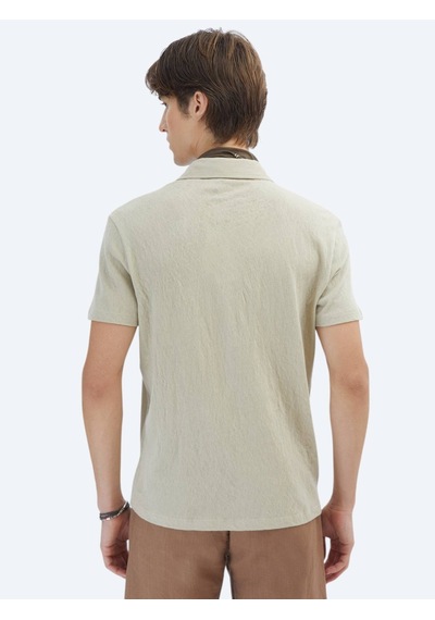 Kip Bej Düz Regular Fit Casual Pamuk Karışımlı Gömlek Bej