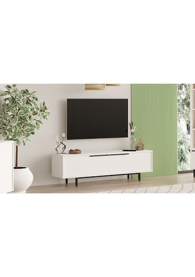 Bohem Tv Ünitesi 160cm Sehpası Metal Ayaklı Beyaz Boh1-w Beyaz