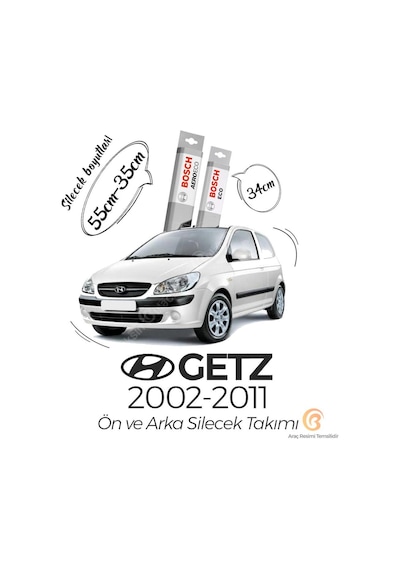 Bosch Aeroeco Hyundai Getz 2002 - 2011 Ön - Arka Silecek Seti