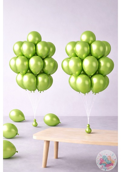 Metalik Antep Fıstığı Balon 20 Adet 11" 28cm Parti Ve Doğum Günü Balonu Antep Fıstığı Yeşil