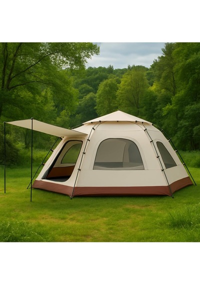 8-10 Kişilik Otomatik 4 Mevsim Kamp Çadırı 280x280x155 Cm Su Geçirmez, Hızlı Kurulum, Geniş Alan Genel