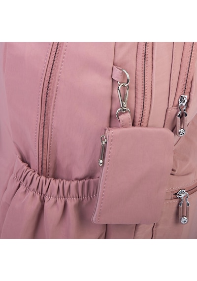 Nas Bag Unisex Büyük Boy Hafif Çok Gözlü Sırt Çantası Gül Kurusu Gül Kurusu