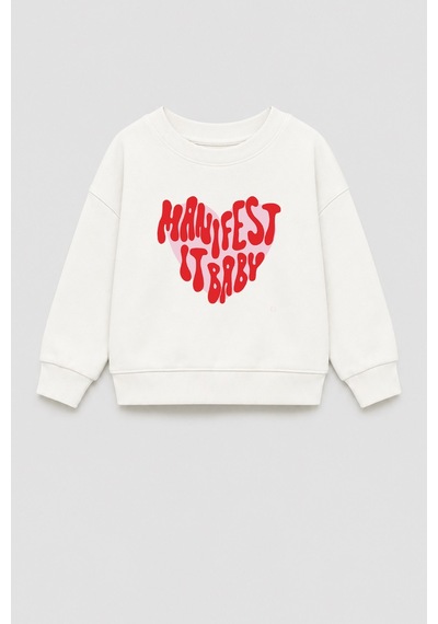 Monila Kız Çocuk 3 İplik Kumaş Baskılı Pamuklu Sweatshirt Ekru