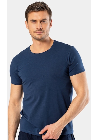 Cacharel Erkek Bisiklet Yaka Likralı T-shirt 1331/indigo 001