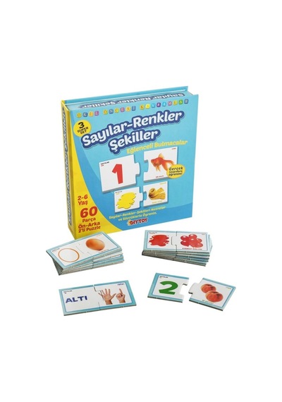 1444 Diytoy Eğlenceli Bulmacalar - Sayılar - Renkler -  Şekiller