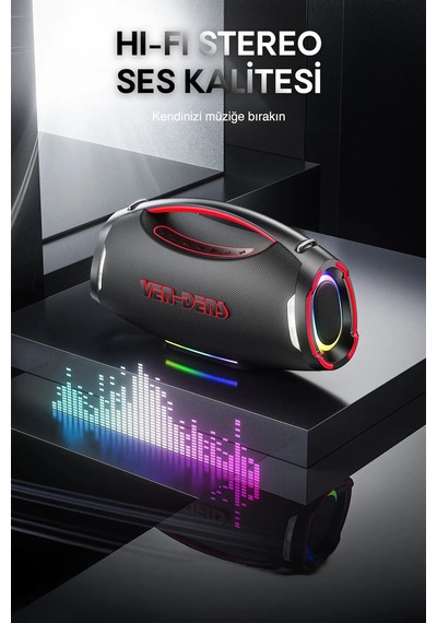 Ven-dens Vd-spk027s 240 W Bluetooth 5.3 Taşınabilir Karaoke Hoparlörü, 12000 Mah Batarya, Siyah