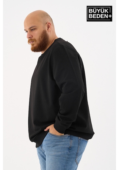 Superlife Erkek Büyük Beden Bisiklet Yaka İnce Sweatshirt Regular Fit %64 Pamuklu Spr26bsw956 Siyah
