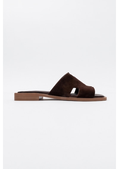 Luvishoes Luvi Shoes Jez Kahverengi Süet Hakiki Deri Kadın Terlik Kahverengi