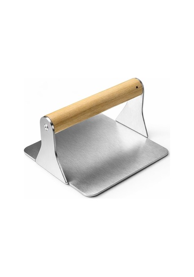 304 Paslanmaz Çelik Kare Burger Presi / 12 Cm Ahşap Saplı Smasher / 3 Mm Kalın Paslanmaz Çelik Gövde / Izgara Ve B
