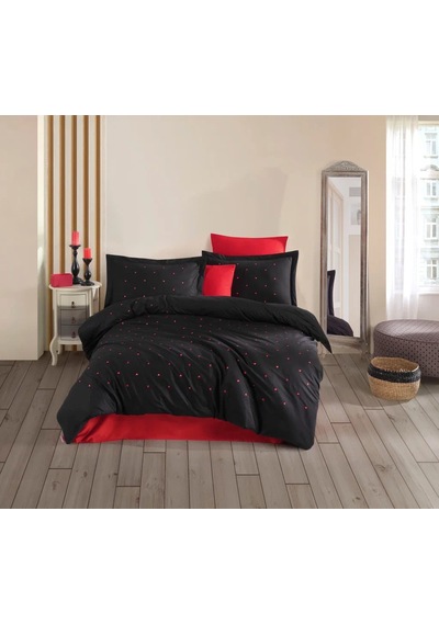 Çift Kişilik Poplin Premium Nakışlı Nev Lubow Siyah Renkli