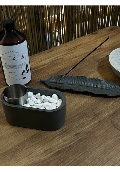 Dekoratif Bio-fire V1 Siyah Masaüstü Şömine + Tüy Tütsülük + 1 Lt Yakıt + 5 Adet Tütsü Çubuğu