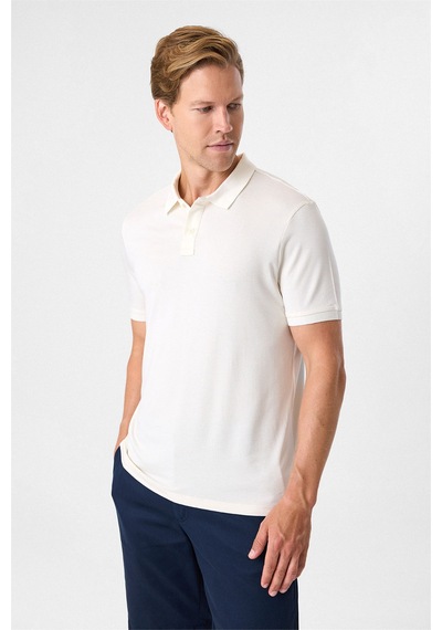 Back And Bond Beyaz Regular Fit Polo Yaka Tişört