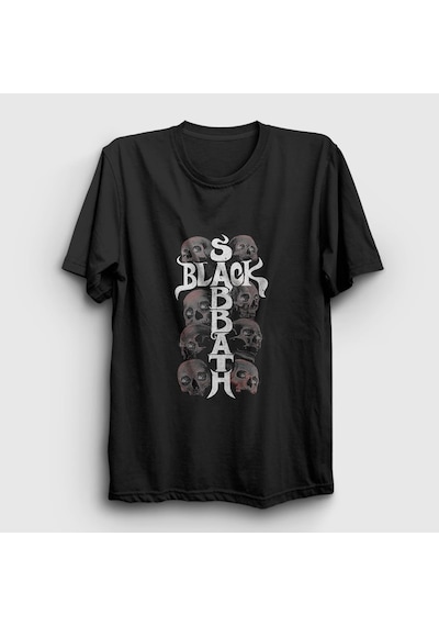 Presmono Unisex Skulls Black Sabbath T-shirt Siyah