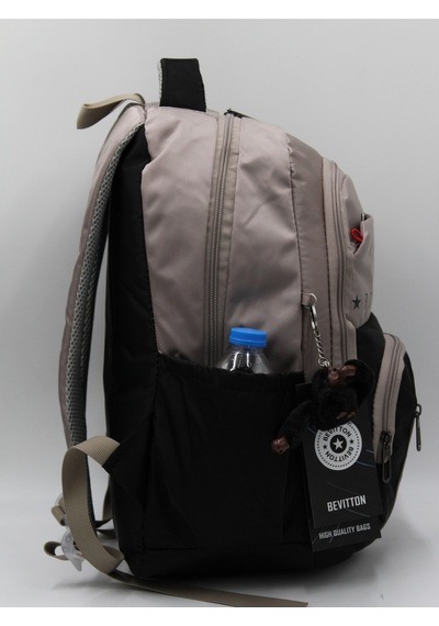 Bevitton Özel Su İtici Kumaş Unisex Vizon-siyah Okul Çantası 34400