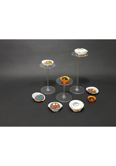 Şeffaf Pleksi 3'Lü Yuvarlak Cupcake Standı