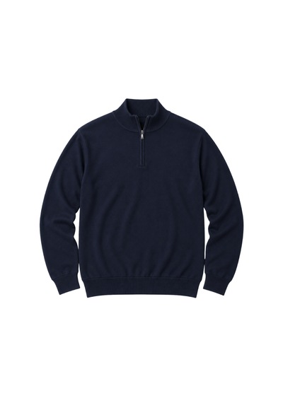 Battalmoda Erkek Büyük Beden Lacivert Fermuarlı Dik Yaka Pamuklu Kazak 3xl-4xl-5xl-6xl