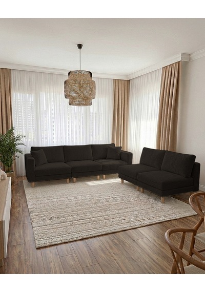Armin Akıllı 5 Modül Köşe Koltuk Takımı & Modern Modüler Yataklı Köşe Takımı - Kadife Kumaş - Koyu Kahve Koyu Kahverengi Armin Akıllı 5 Modül Köşe Koltuk Takımı & Modern Modüler Yataklı Köşe Takımı - Kadife Kumaş - Koyu Kahve Koyu Kahverengi