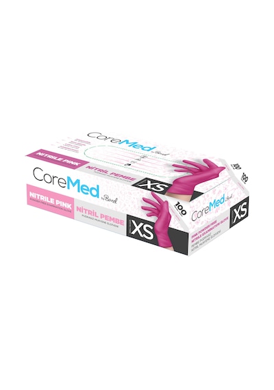 Nitril Pembe Pudrasız Muayene Eldiveni Xs - 1 Koli-20 Paket-2000'li